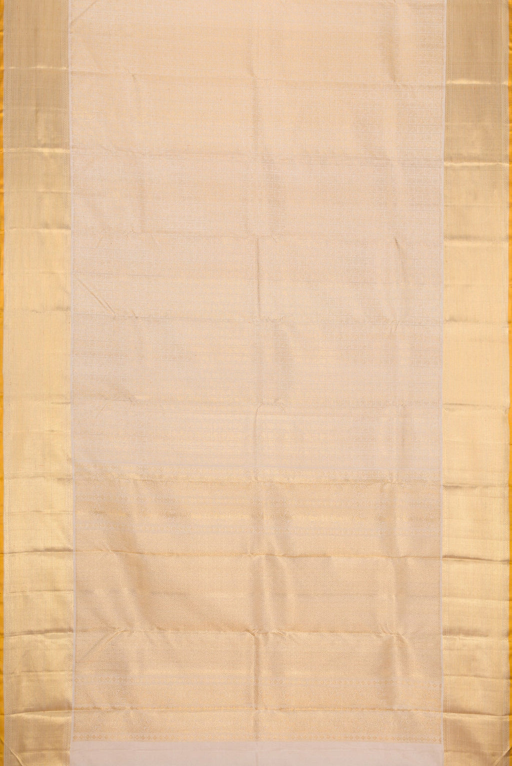 Flat view of Pure Silk Pure Zari Dark Beige Dual Tone Kanjivaram Saree with Zari Brocade on the body and Zari Border. 