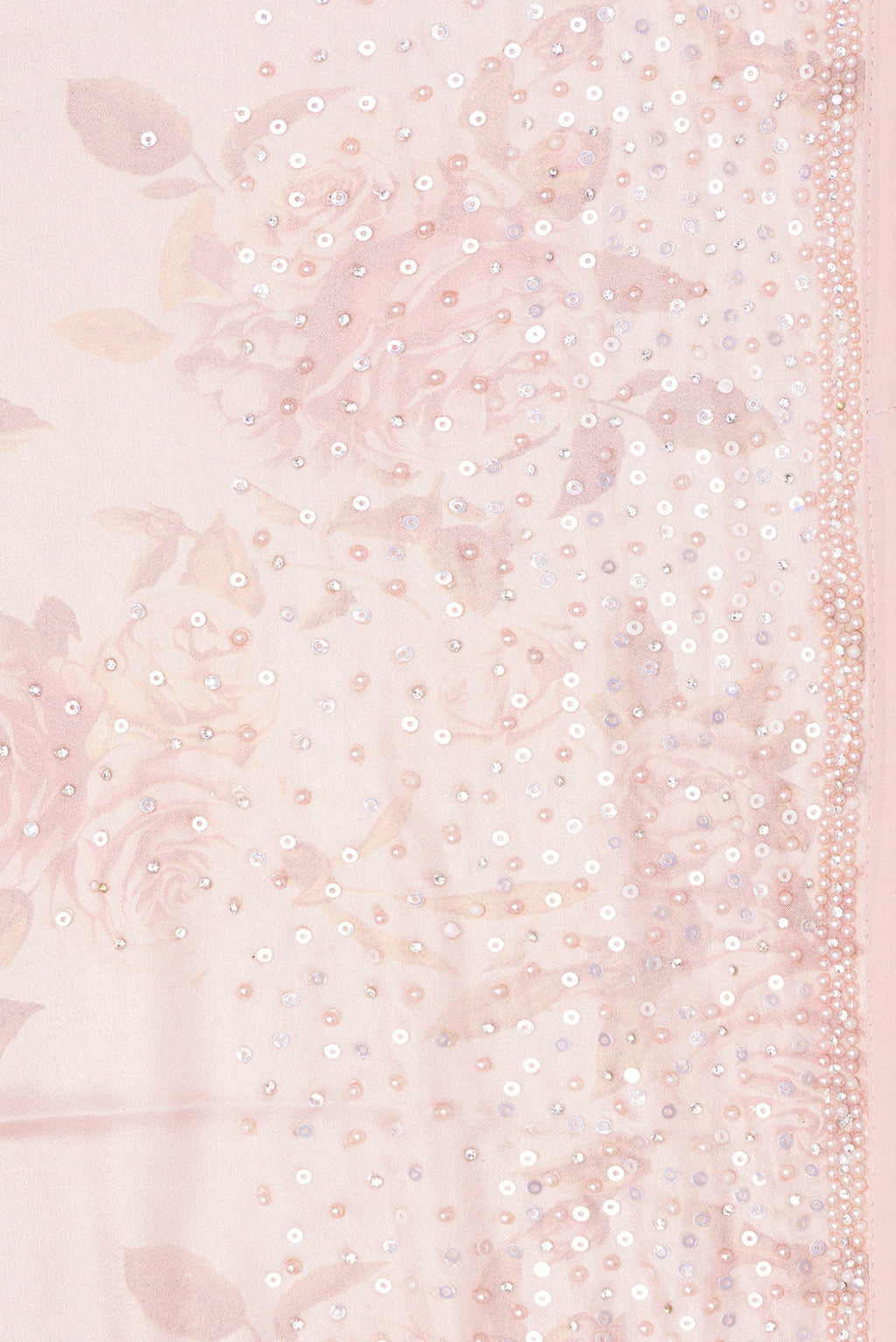 Border image of Rose Gold Dual Tone Georgette Saree with Embroidery on the body and Embroidery Border. 
