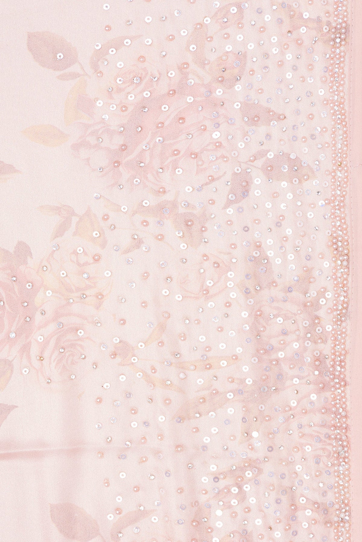 Border image of Rose Gold Dual Tone Georgette Saree with Embroidery on the body and Embroidery Border. 