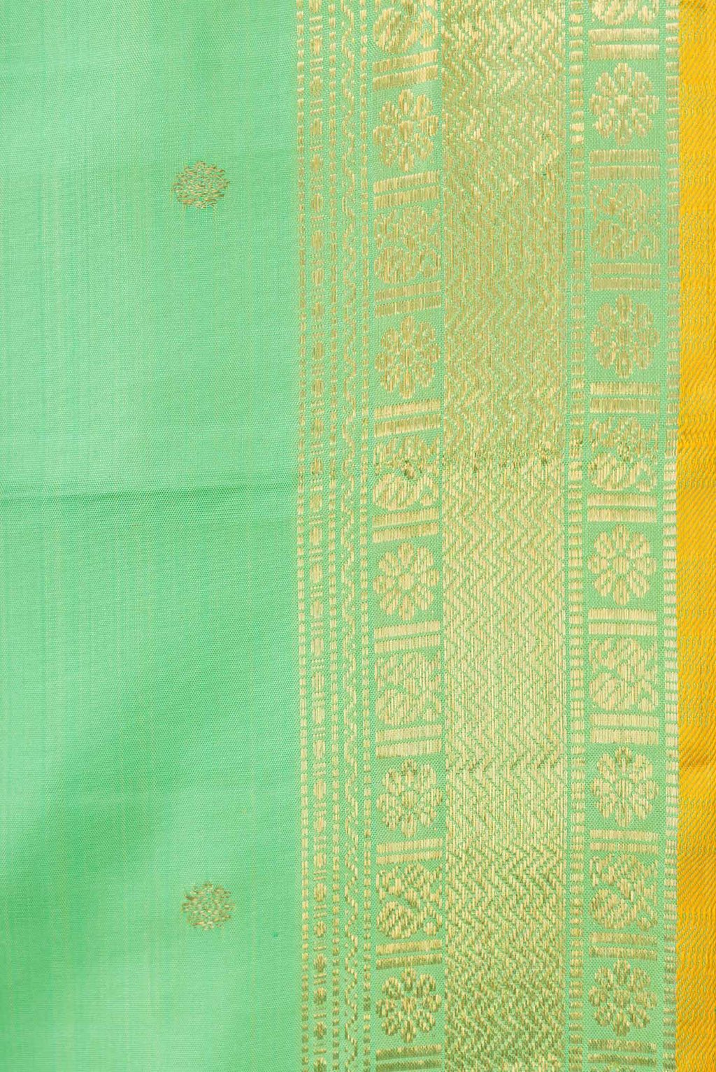 Border image of Sea Green Dual Tone Kanchipuram Silk Saree with Zari Butta on the body and Zari Border