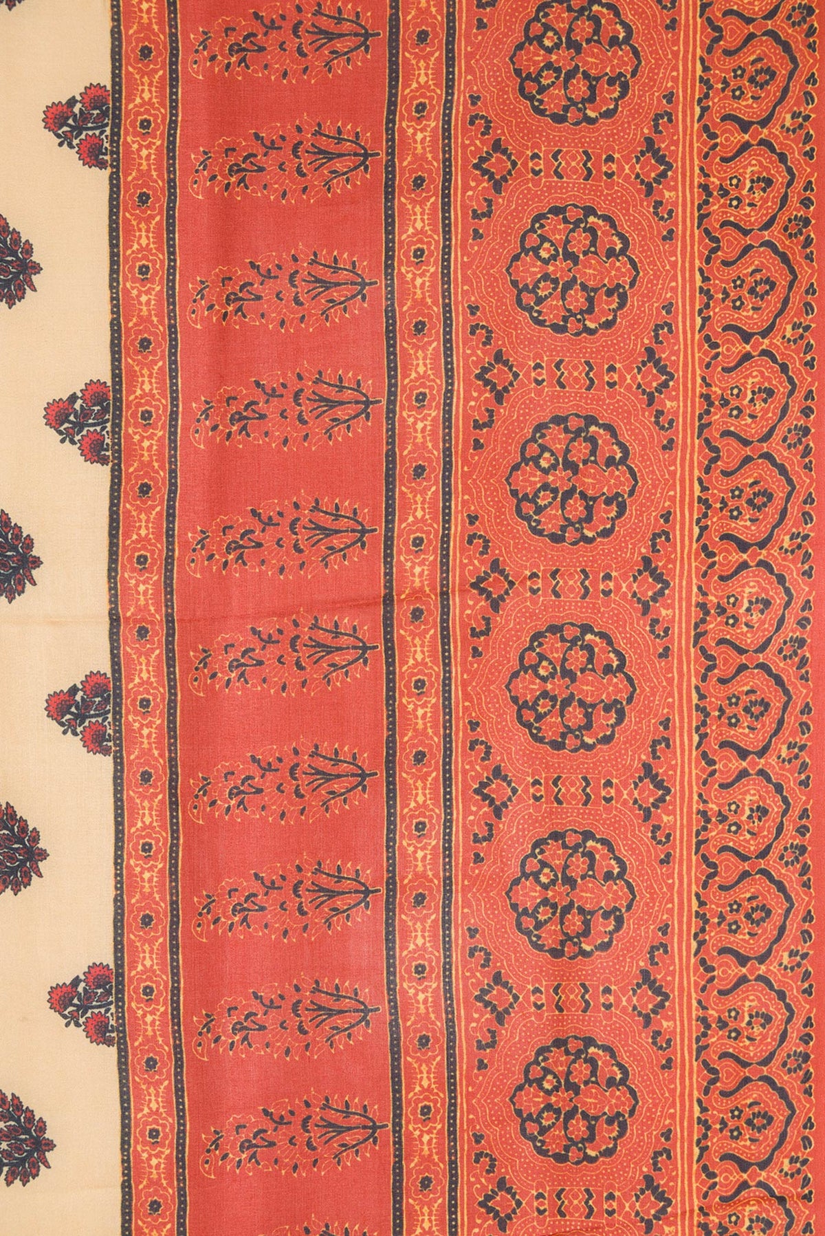 Border image of Sandal Dual Tone Tussar Silk Saree with Printed design on the body and Printed Border. 