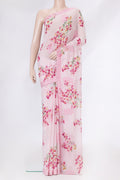 Pink Dual Tone Mysore Georgette Saree with Embroidery on the body and Embroidery Border.  displayed on a mannequin