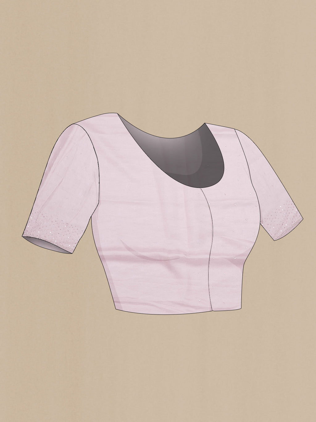 Close up image of the blouse of Pink Dual Tone Georgette Saree with Embroidery on the body and Embroidery Border. 