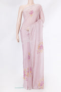 Pink Dual Tone Georgette Saree with Embroidery on the body and Embroidery Border.  displayed on a mannequin