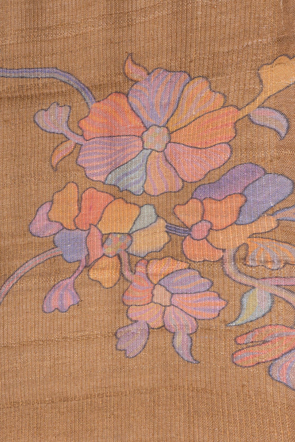 Border image of Brown Dual Tone Tussar Silk Saree with Printed design on the body and Zari Border. 