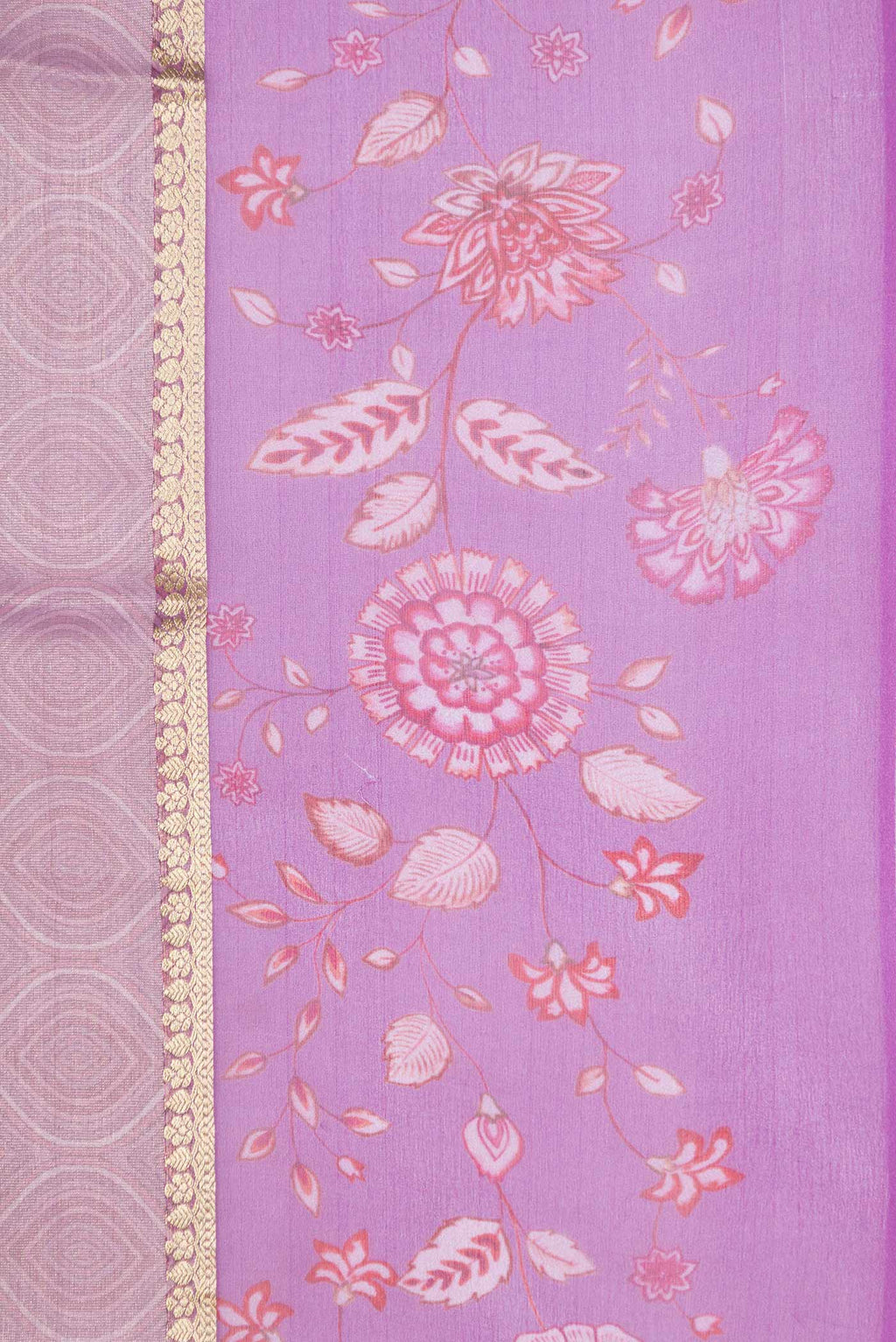 Border image of Lavender Dual Tone Mysore Georgette Saree With Printed design on the body and Printed Border