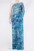 Grey Dual Tone Crepe Saree with Printed design on the body and Without Border.  displayed on a mannequin