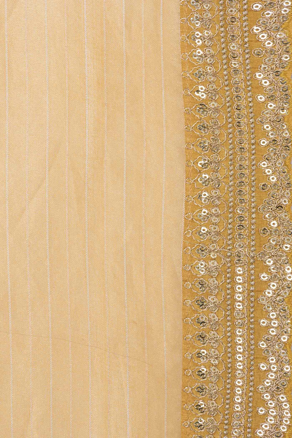 Border image of Gold Organza Silk Saree with Stripes on the body and Embroidery Border