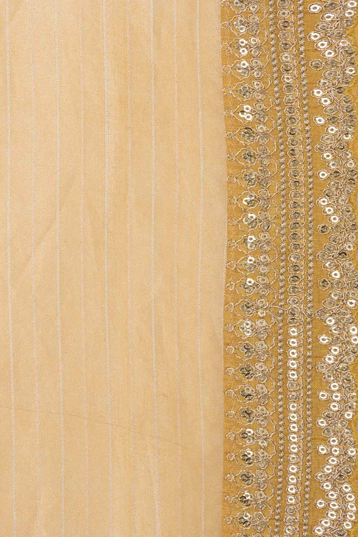 Border image of Gold Organza Silk Saree with Stripes on the body and Embroidery Border