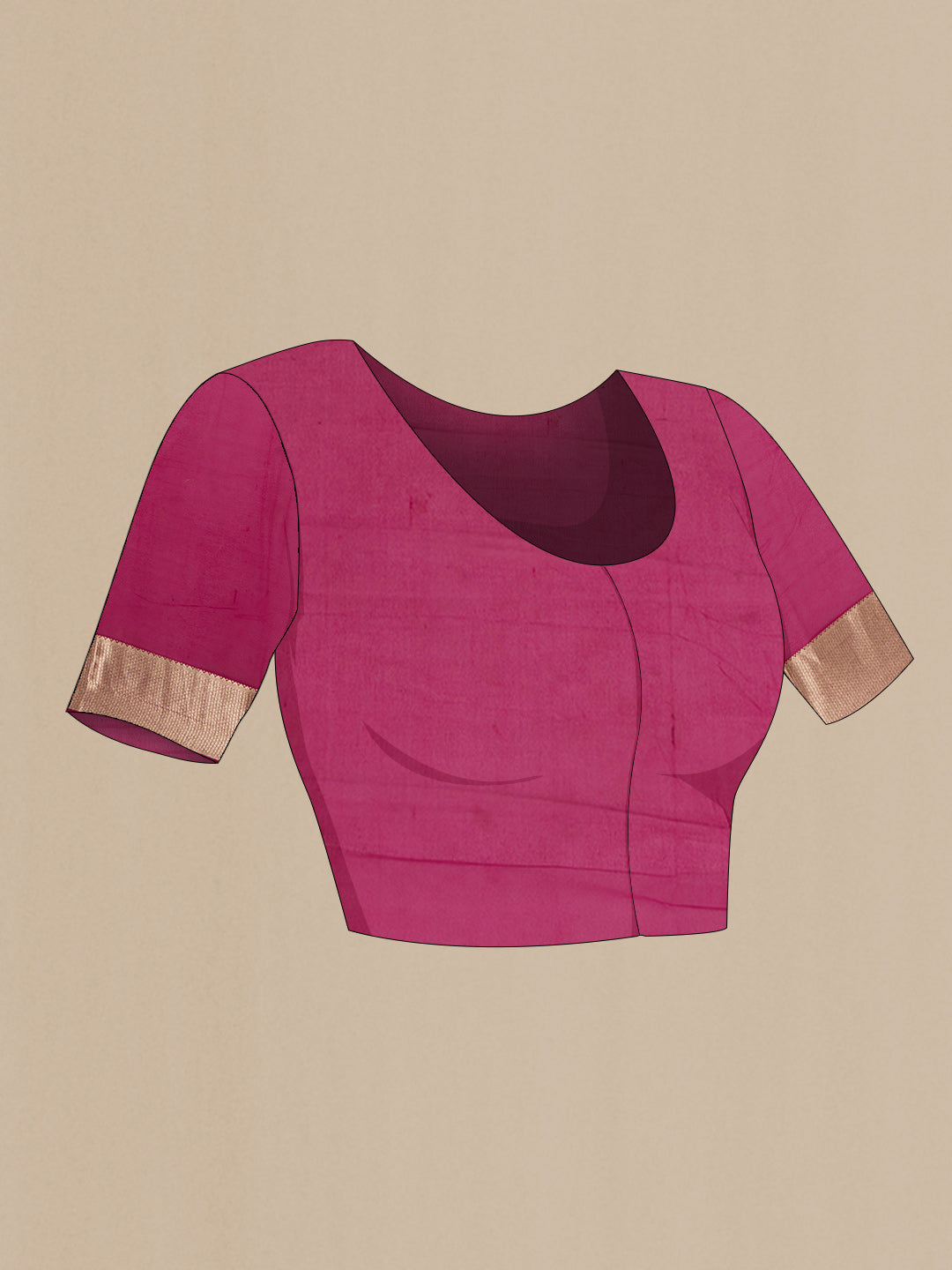 Close up image of the blouse of Pink Dual Tone Georgette Saree with Zari Butta on the body and Zari Border