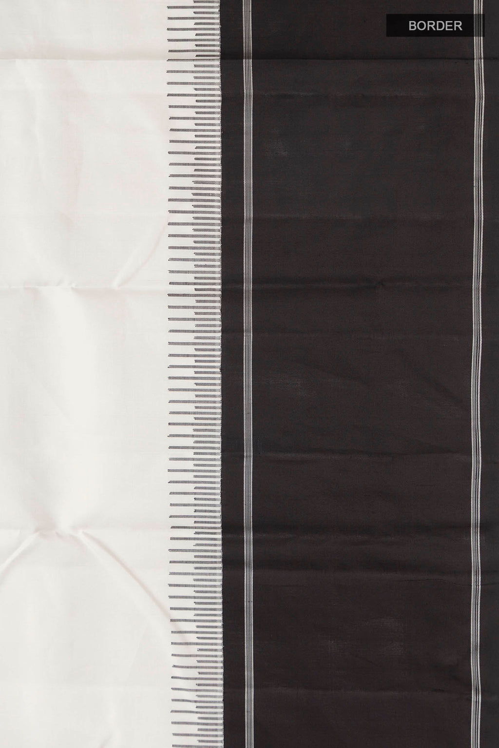 Border image of White Kanchipuram Silk Saree with Plain Body and Plain Border