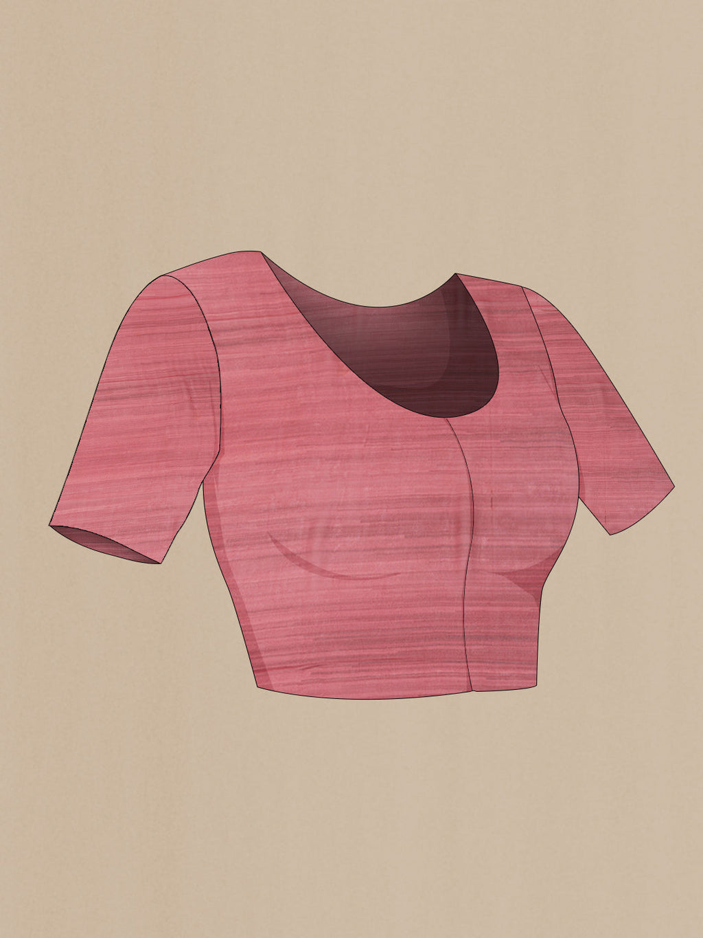 Close up image of the blouse of Pink Dual Tone Mysore Georgette Saree with Stripes on the body and Without Border
