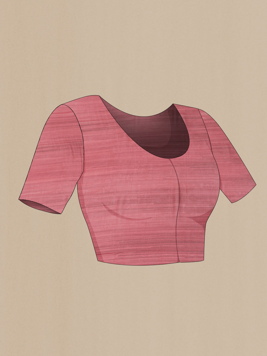 Close up image of the blouse of Pink Dual Tone Mysore Georgette Saree with Stripes on the body and Without Border