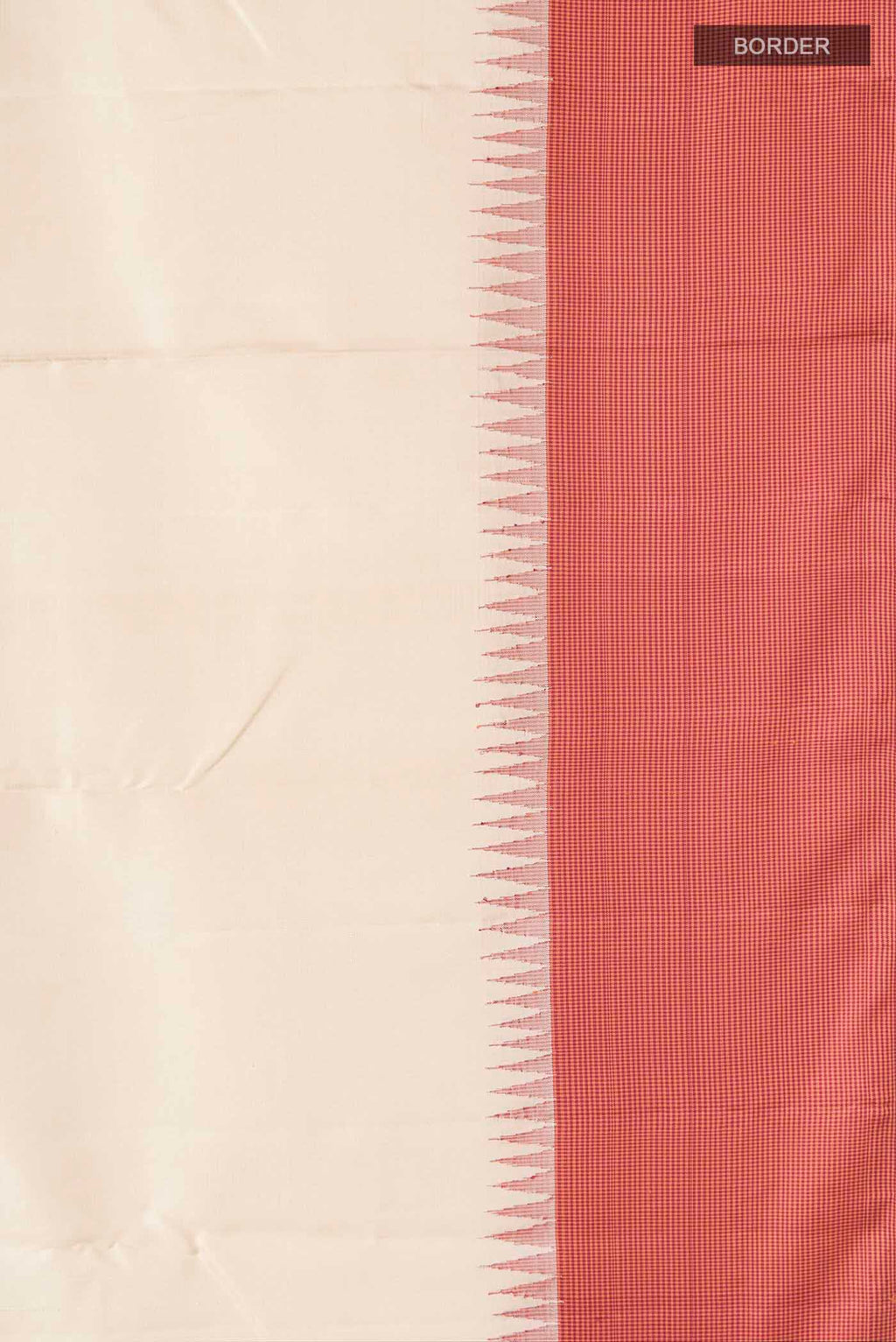 Border image of Cream Kanchipuram Silk Saree with Plain Body and Temple Border