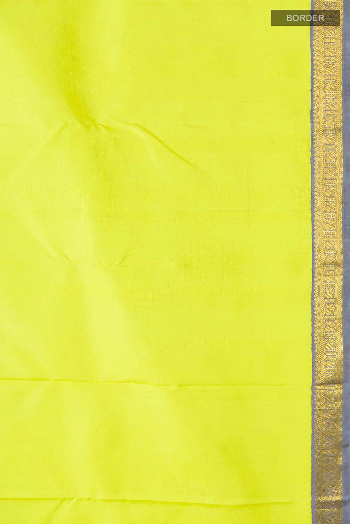 Border image of Yellow Kanchipuram Silk Saree with Plain Body and Zari Border