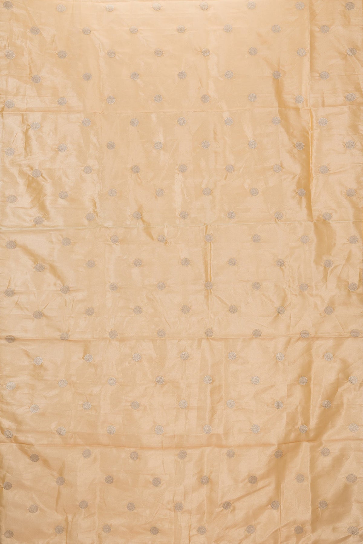 Flat view of Gold Dual Tone Blended Organza Silk Saree with Zari Brocade on the body and Embroidery Border