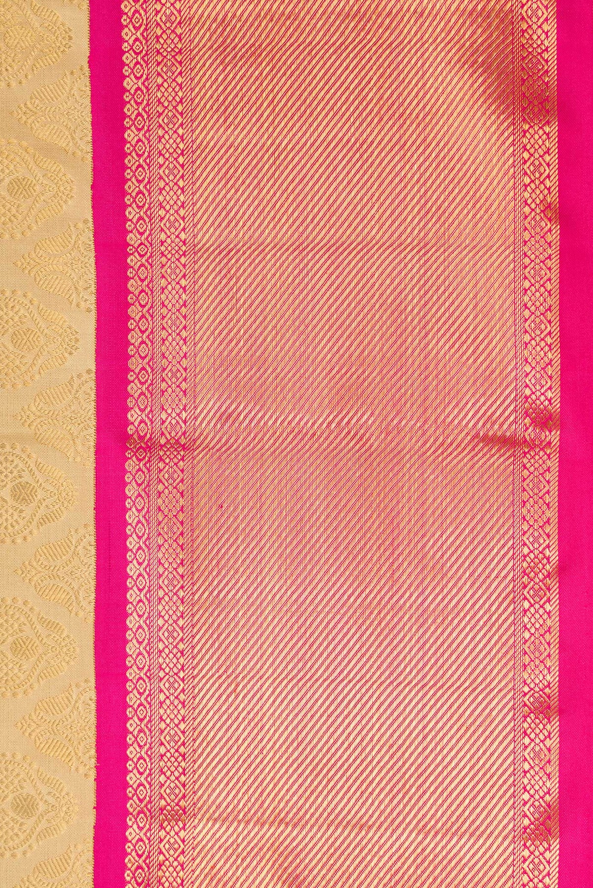 Border image of Pure Silk Pure Zari Beige Dual Tone Kanjivaram Saree with Zari Brocade on the body and Zari Border. 