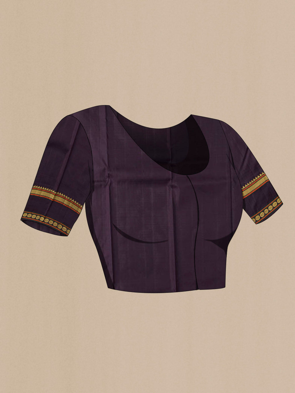 Close up image of the blouse of Yellow Kanchipuram Silk Saree with Thread Butta on the body and Thread Border