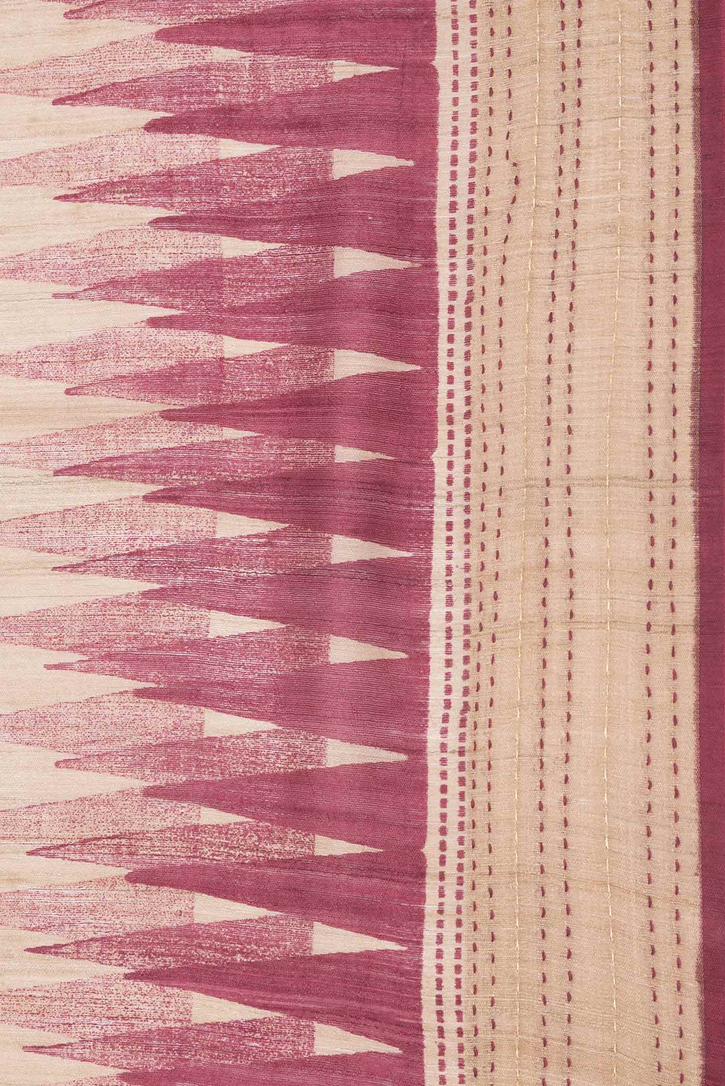 Border image of Maroon Dual Tone Tussar Silk Saree With Printed design on the body and Zari Border