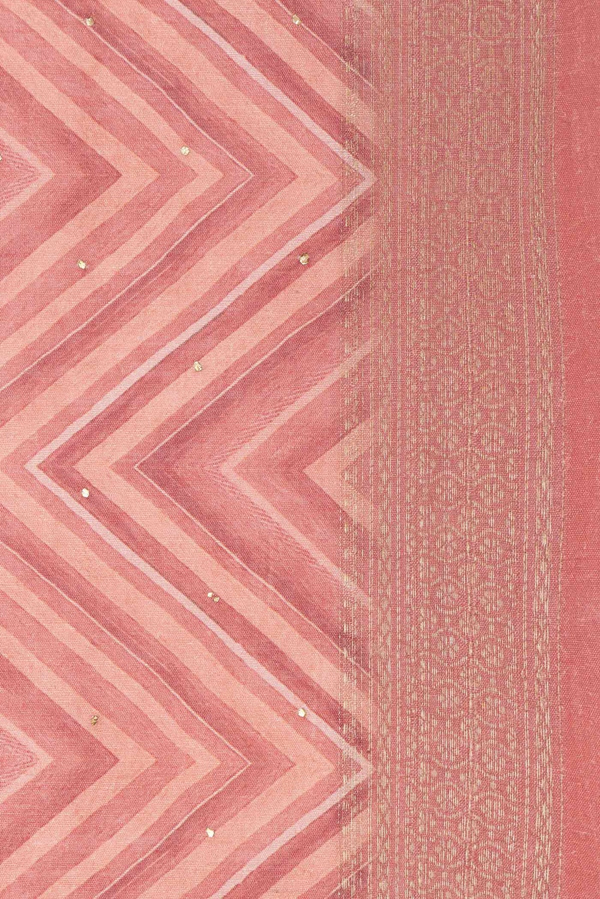 Border image of Dark Mauve Dual Tone Tussar Silk Saree with Printed design on the body and Zari Border