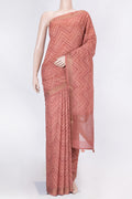 Dark Mauve Dual Tone Tussar Silk Saree with Printed design on the body and Zari Border displayed on a mannequin
