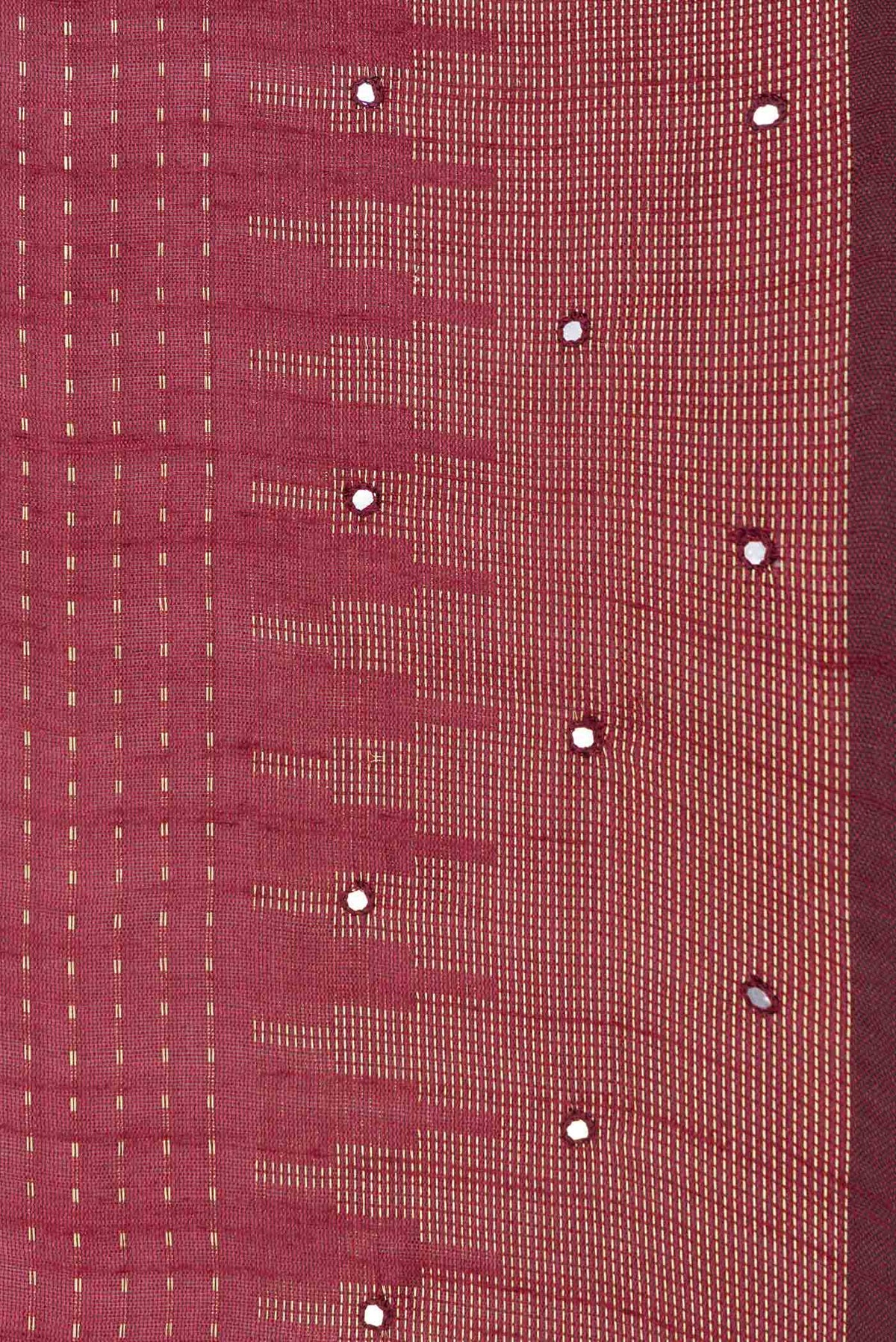 Border image of Maroon Dual Tone Tussar Saree with Stripes on the body and Embroidery Border