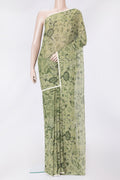 Green Dual Tone Mysore Georgette Saree with Embroidery on the body and Embroidery Border.  displayed on a mannequin