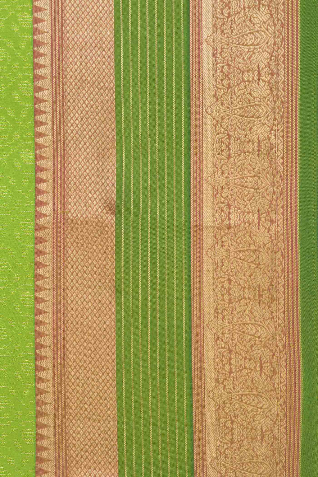 Border image of Parrot Green Dual Tone Kanchipuram Saree with Jacquard With Zari Butta on the body and Zari Border