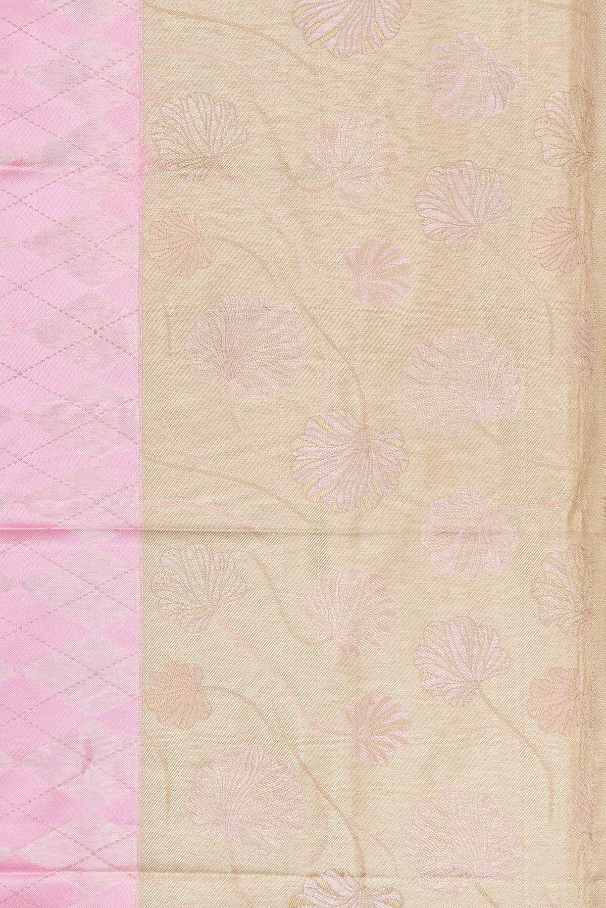 Border image of Rose pink Dual Tone Kanjivaram Silk Saree with Zari Brocade on the body and Fancy Border. 