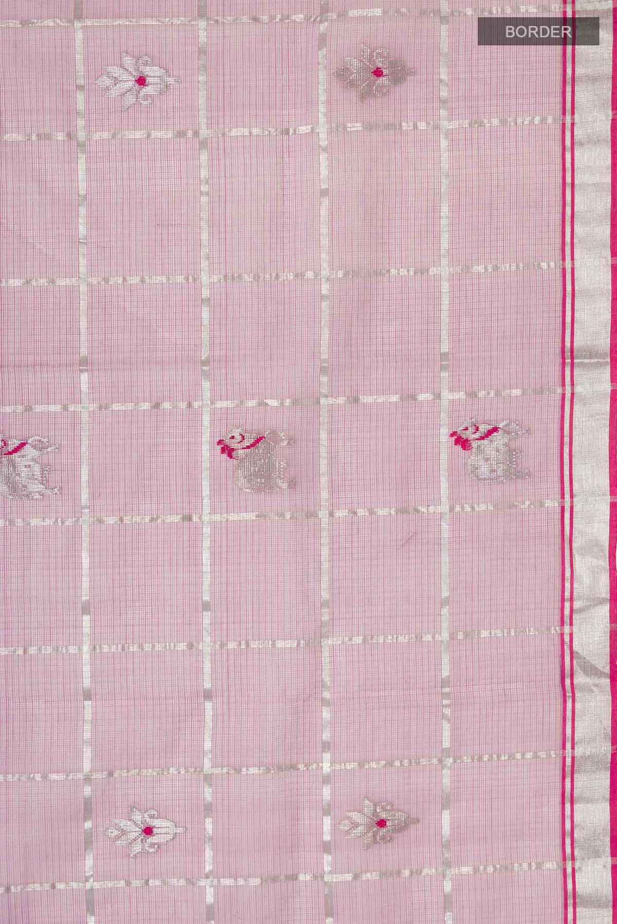 Border image of Lavender Kota Silk Saree with Zari And Thread Butta on the body and Zari Border