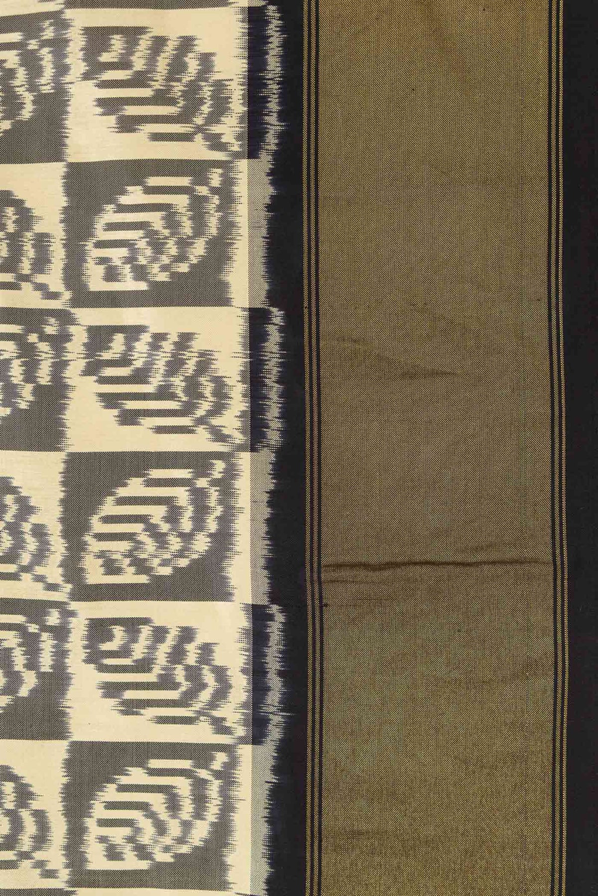 Border image of Sandal Pochampally Silk Saree with Pure Ikat on the body and Zari Border