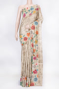 Beige Dual Tone Tussar Saree with Zari Brocade on the body and Fancy Border displayed on a mannequin