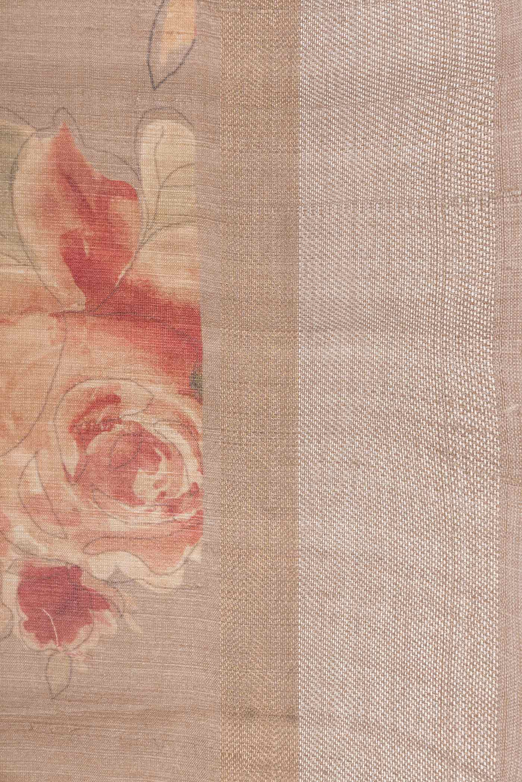 Border image of Beige Dual Tone Tussar Silk Saree with Printed design on the body and Zari Border