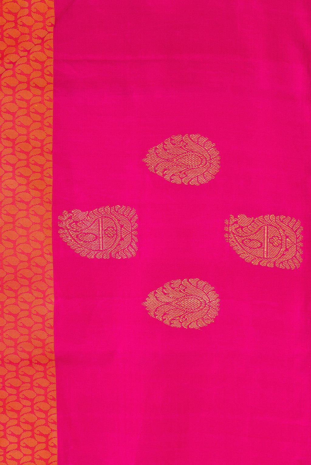 Border image of Coral Dual Tone Kanjivaram Silk Saree with Jacquard design on the body and Fancy Border. 