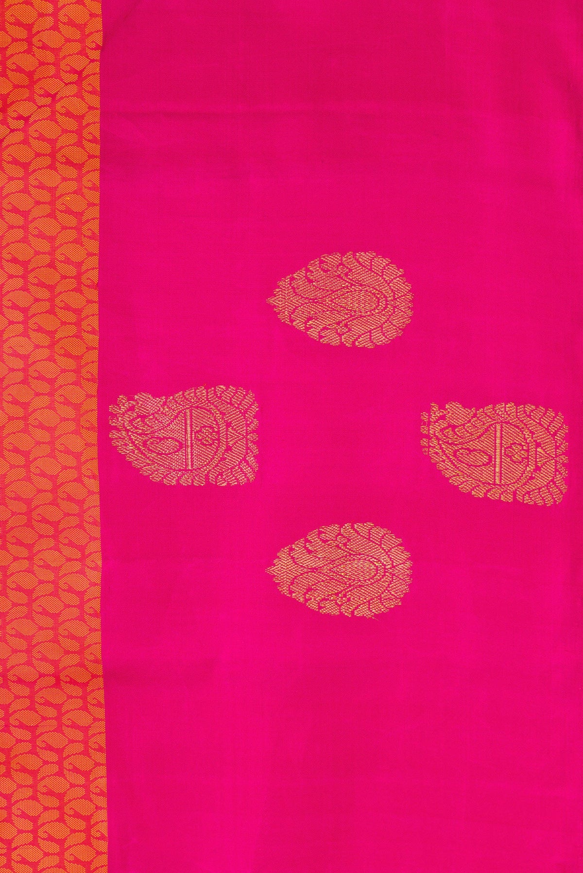 Border image of Coral Dual Tone Kanjivaram Silk Saree with Jacquard design on the body and Fancy Border. 