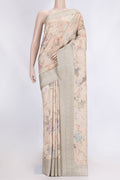 Peach Dual Tone Tussar Saree with Zari Butta on the body and Zari Border.  displayed on a mannequin