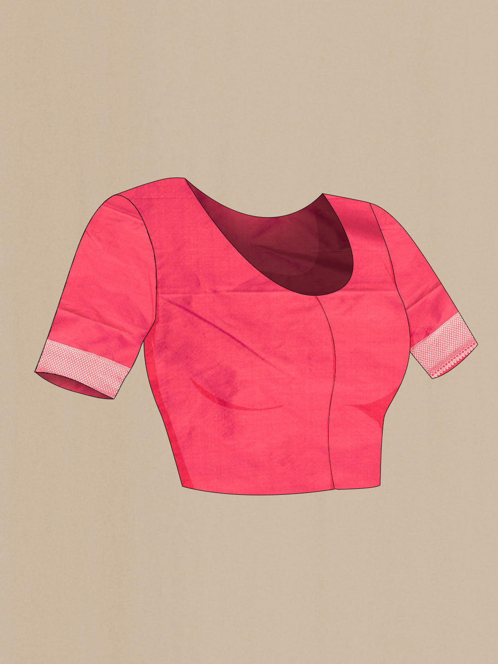 Close up image of the blouse of Pink Dual Tone Banarasi Silk Saree with Zari Brocade on the body and Zari Border. 