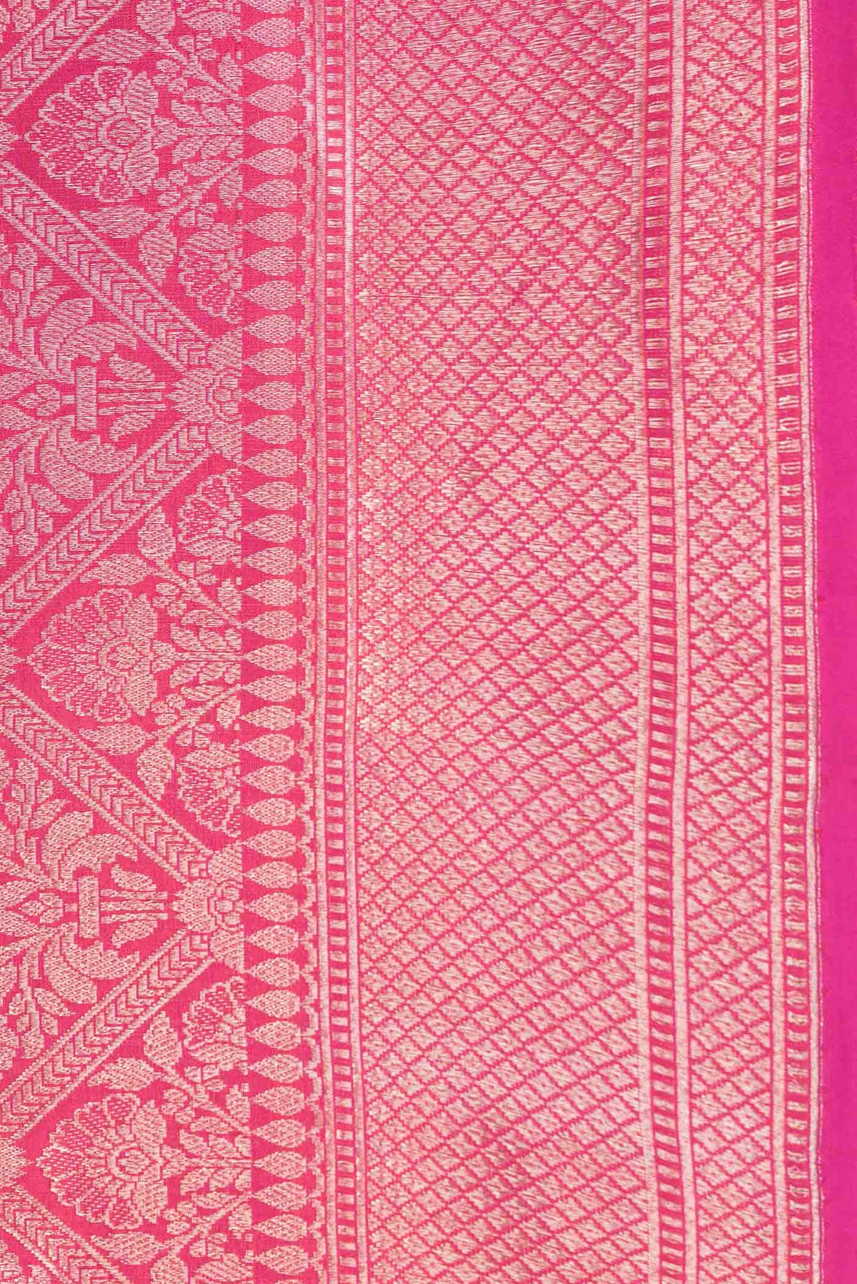 Border image of Pink Dual Tone Banarasi Silk Saree with Zari Brocade on the body and Zari Border. 