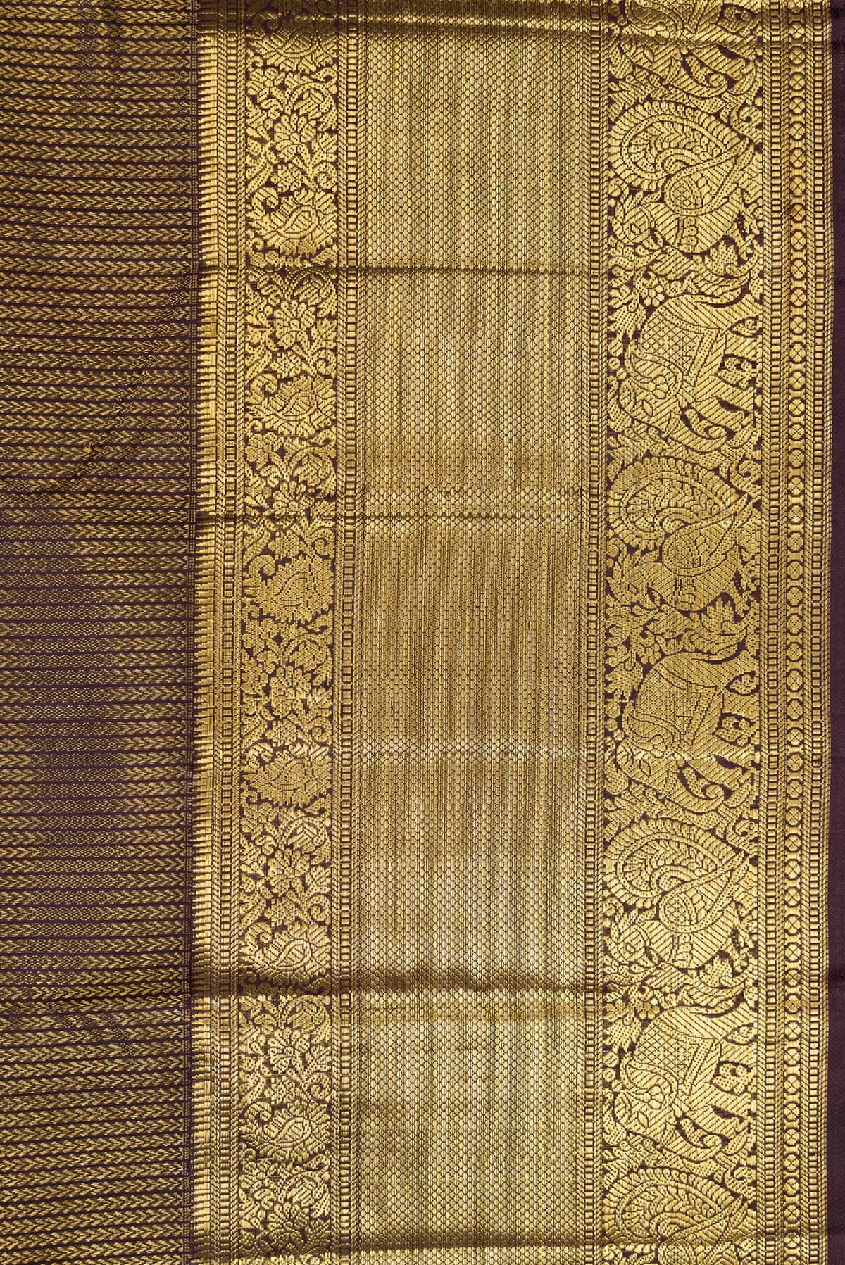 Border image of Coffee Brown Dual Tone Kanchipuram Silk Saree with Zari Brocade on the body and Zari Border. 