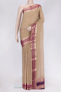 Brown Dual Tone Mysore Georgette Saree with Checked design on the body and Zari Border.  displayed on a mannequin
