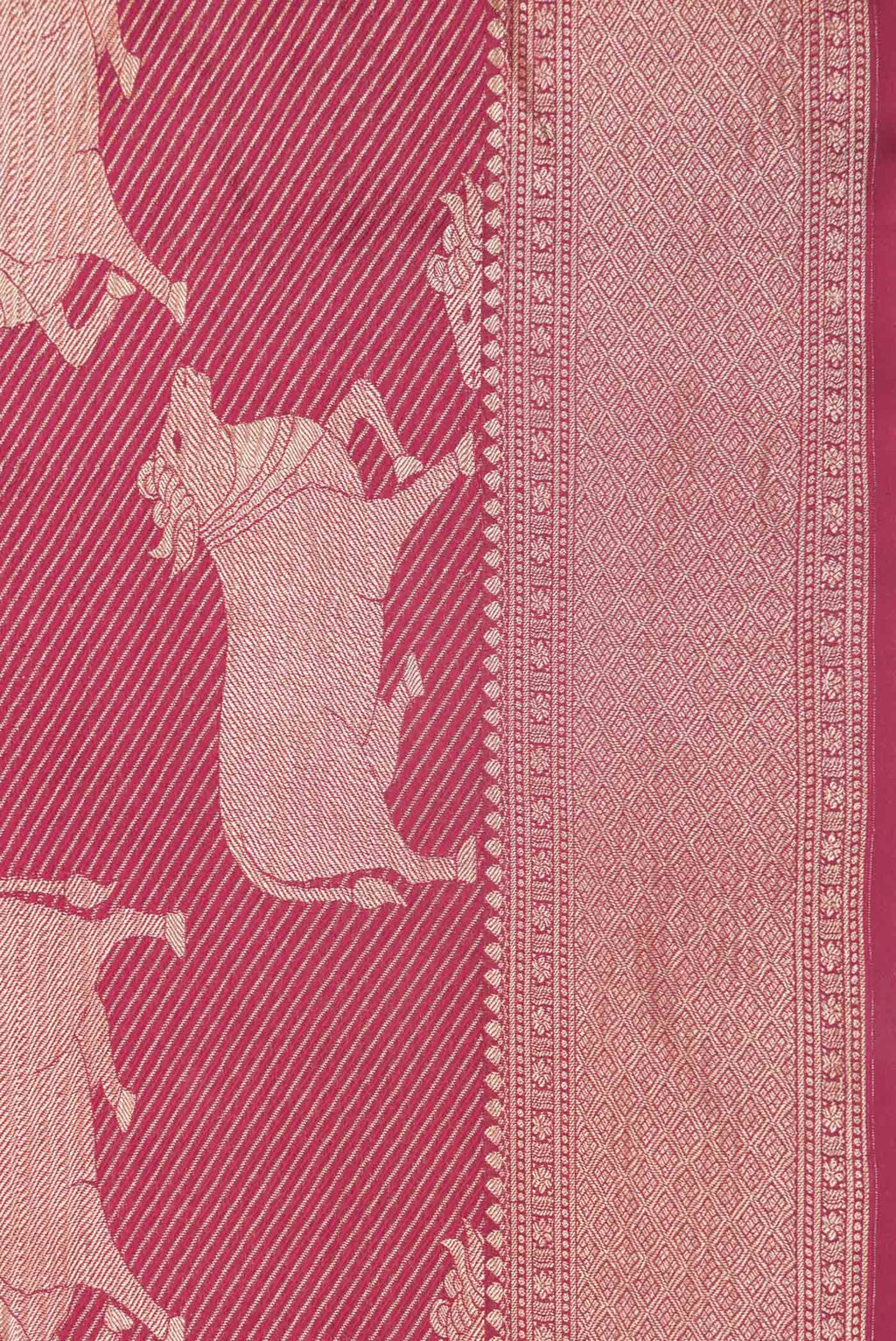 Border image of Pink Mysore Crepe Saree with Plain Body and Zari Border