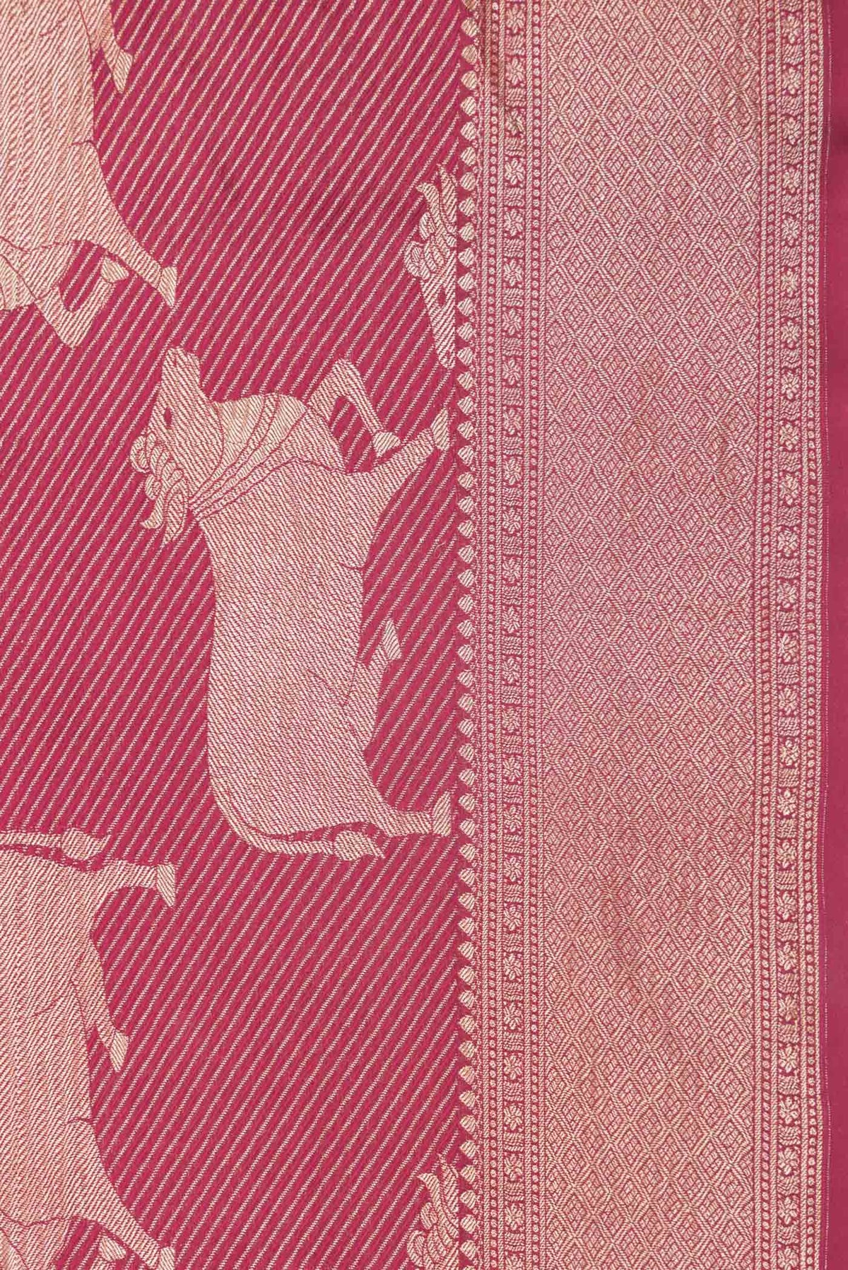 Border image of Pink Mysore Crepe Saree with Plain Body and Zari Border
