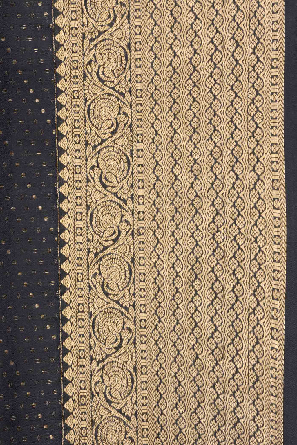 Border image of Black Dual Tone Soft Silk Saree with Zari Brocade on the body and Zari Border. 