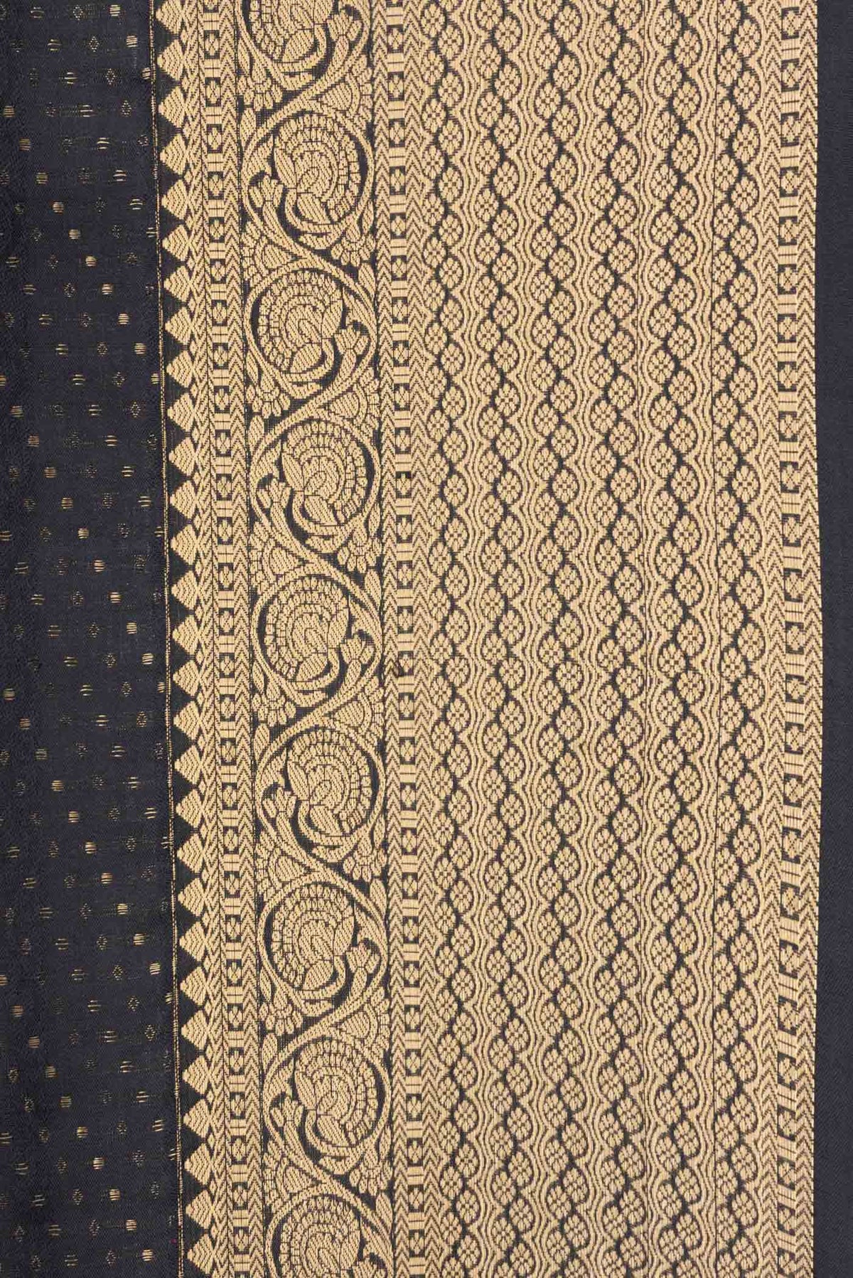 Border image of Black Dual Tone Soft Silk Saree with Zari Brocade on the body and Zari Border. 