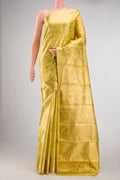 Green Dual Tone Kanchipuram Tissue Silk Saree with Zari Brocade on the body and Zari Border.  displayed on a mannequin