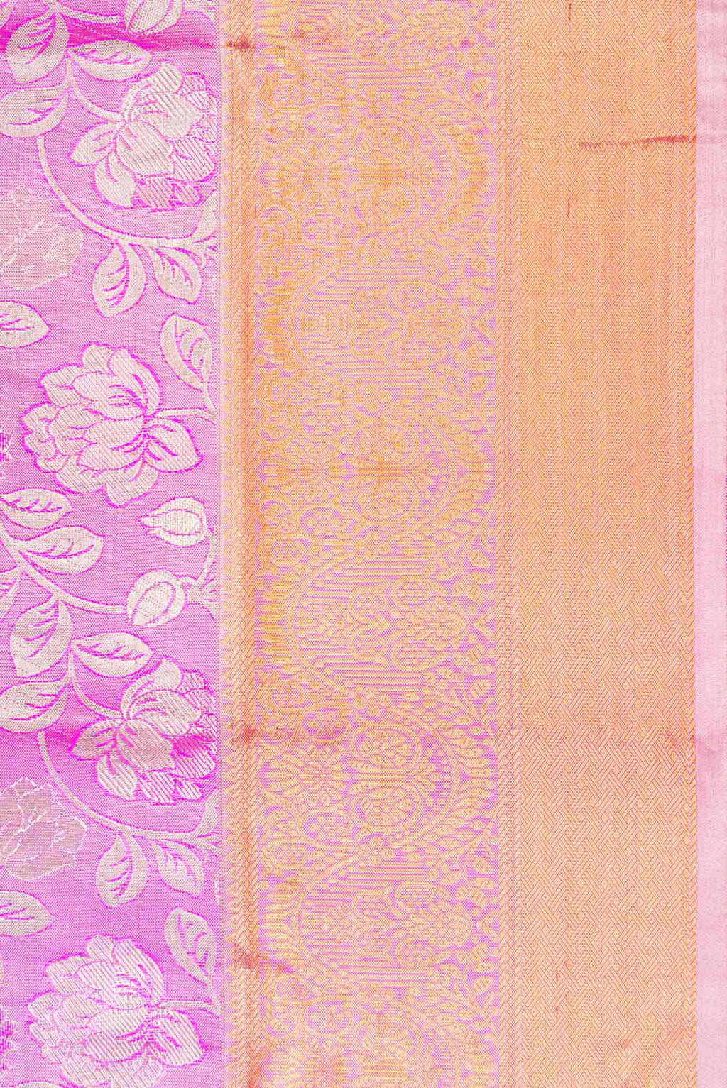 Border image of Pink Dual Tone Kanchipuram Tissue Silk Saree with Zari Brocade on the body and Zari Border