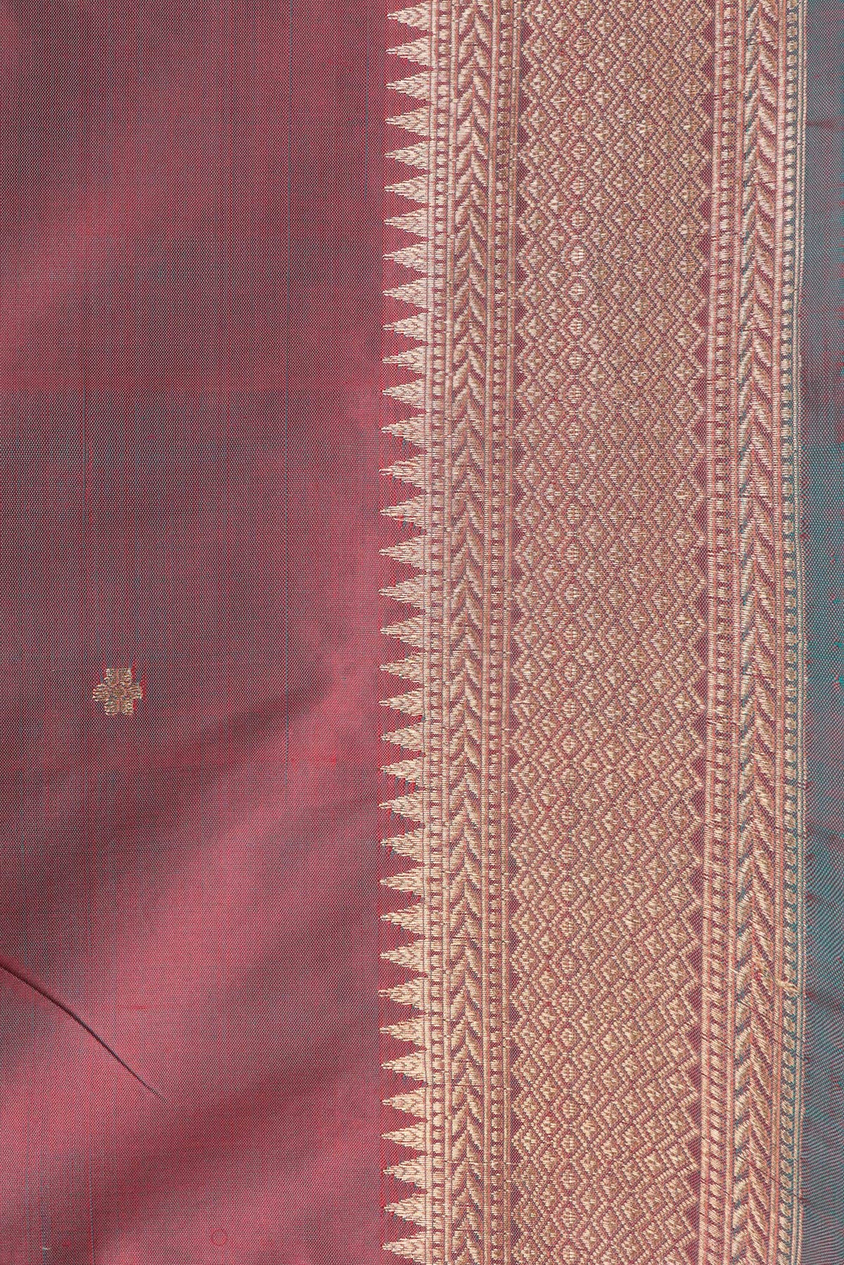 Border image of Maroon Dual Tone Banarasi Silk Saree with Thread Butta on the body and Thread Border. 