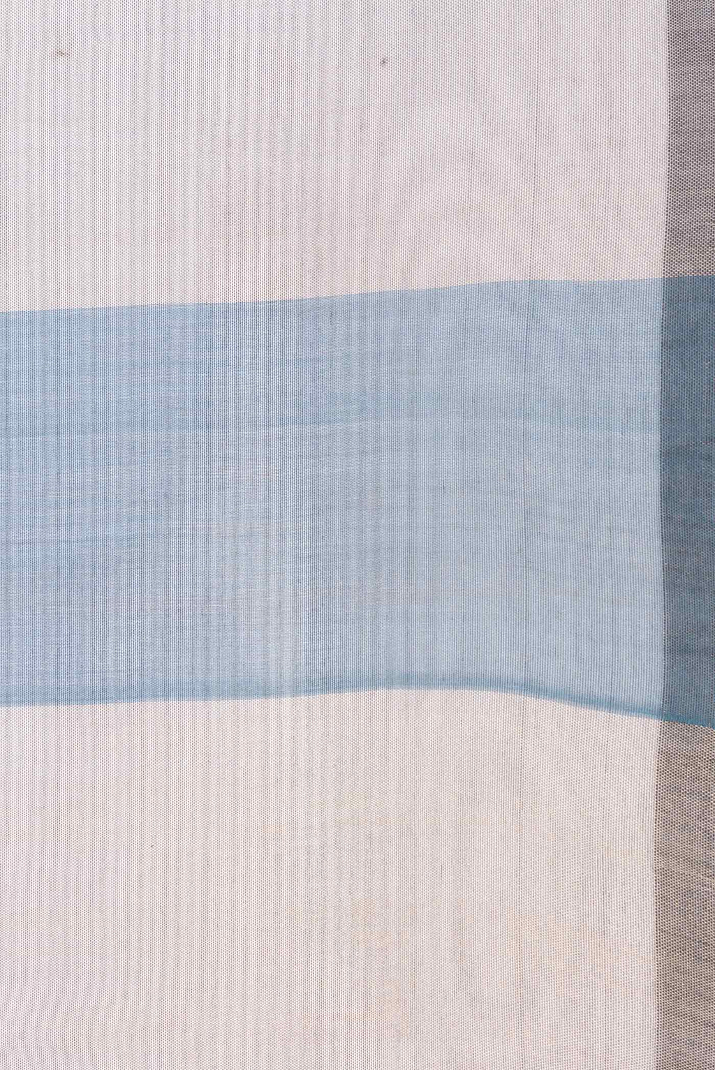 Border image of Peacock Blue Dual Tone Organza Silk Saree with Stripes on the body and Without Border
