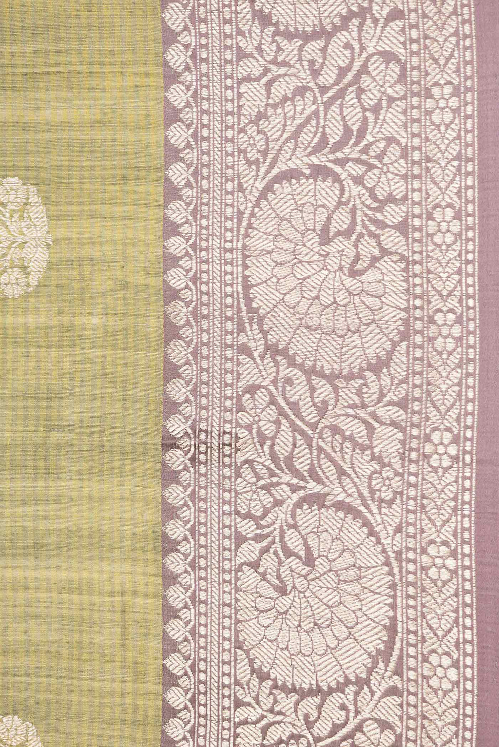 Border image of Pista Green Dual Tone Banarasi Silk Saree with Zari Butta on the body and Zari Border