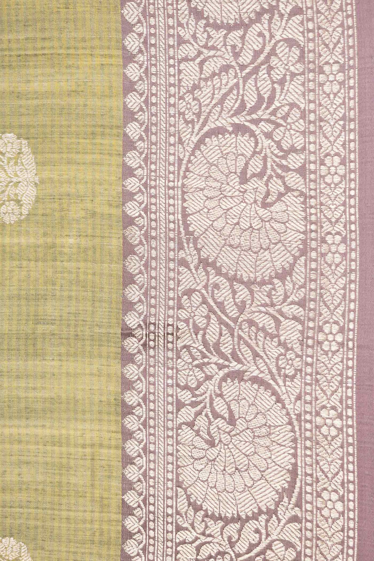Border image of Pista Green Dual Tone Banarasi Silk Saree with Zari Butta on the body and Zari Border